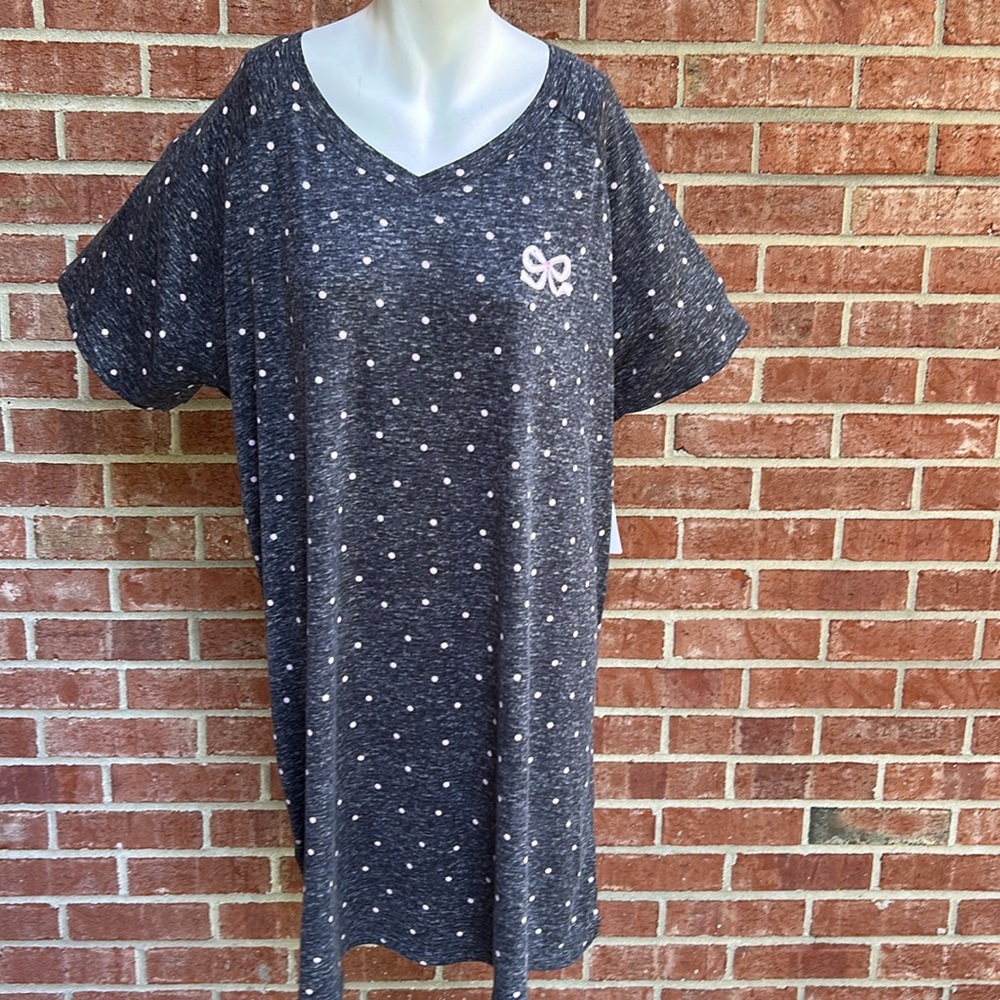 LAURA ASHLEY Gray/Pink Polka Dot Novelty Woman’s Sleepshirt